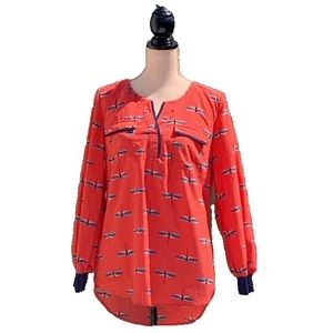 ☀️4/25 Style & Co L/S Dragonfly Print Blouse